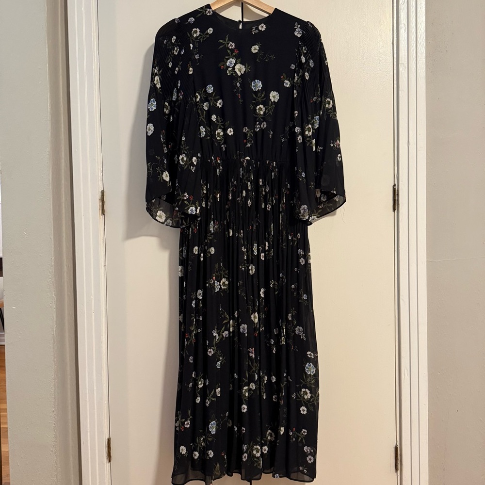 H&M Midnight Black Dress with Floral Accents